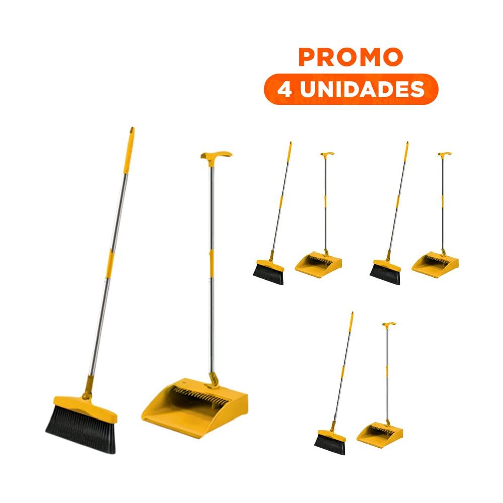 Pack4 Equipo de Limpieza con Escoba y Recogedor Facil de Usar Y+Regalo Sticker