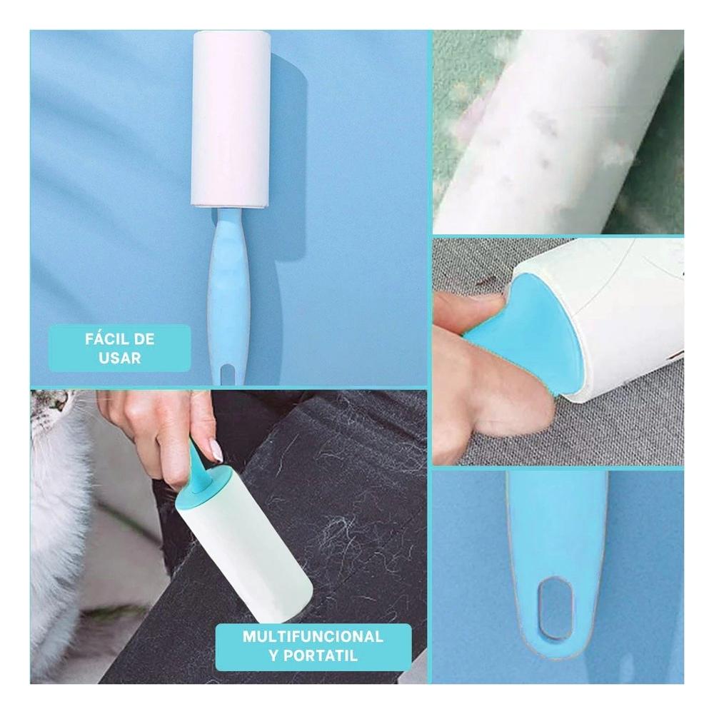 Quitapelusa en Rodillo Reutilizable para Prendas Uso en Hogar y Exteriores Celeste