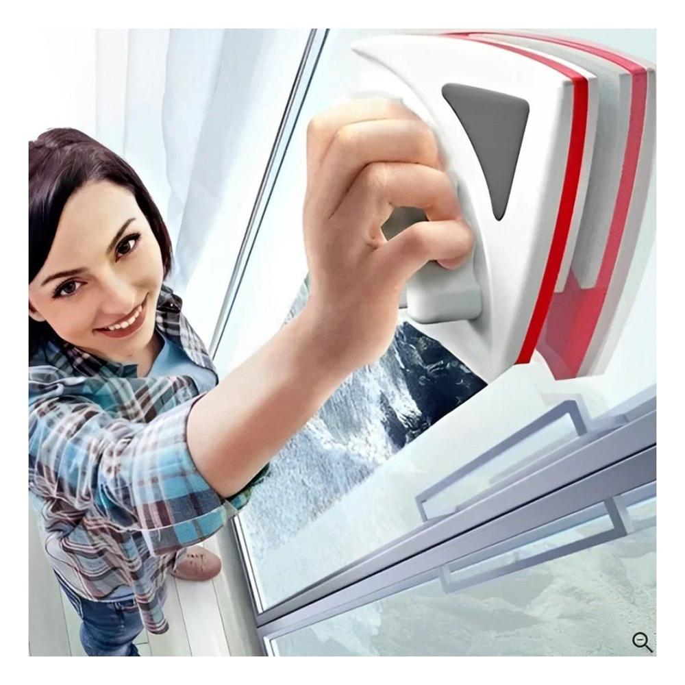 Limpiador para Vidrios Magnetico Rojo Triangular Comodo y Facil Y+Papel Regalo