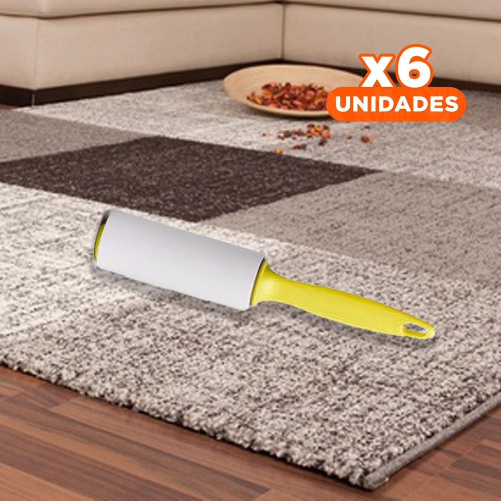 Pack6 Sistema Quita Pelusa en Rodillo Practico para Limpieza Amarillo Extra Y+Papel Regalo