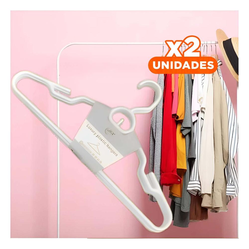 Pack2 Percha Plastica Blanca con Centro Redondo de 4 Piezas Y+Regalo Sticker