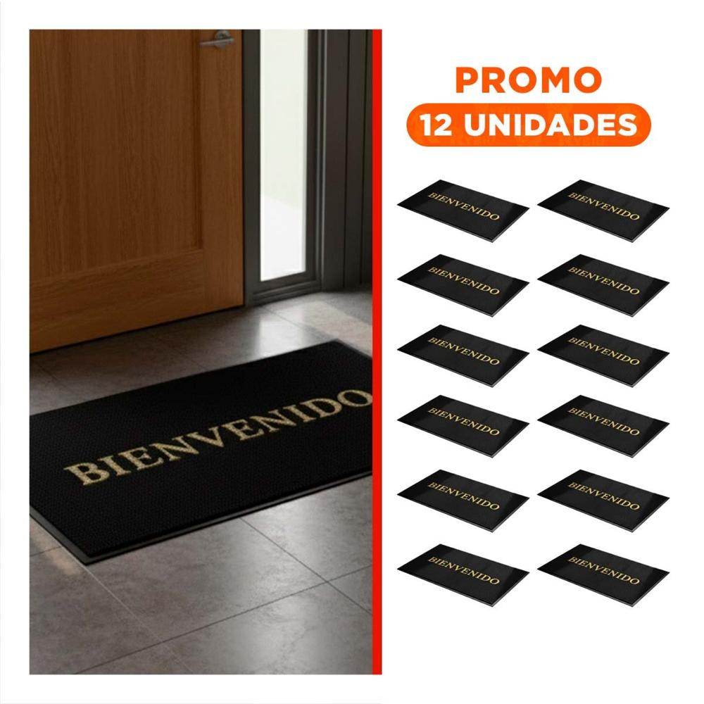 Pack12 Estera Rectangular Bienvenido Negro para Entrada y Area Social Y+Regalo Sticker