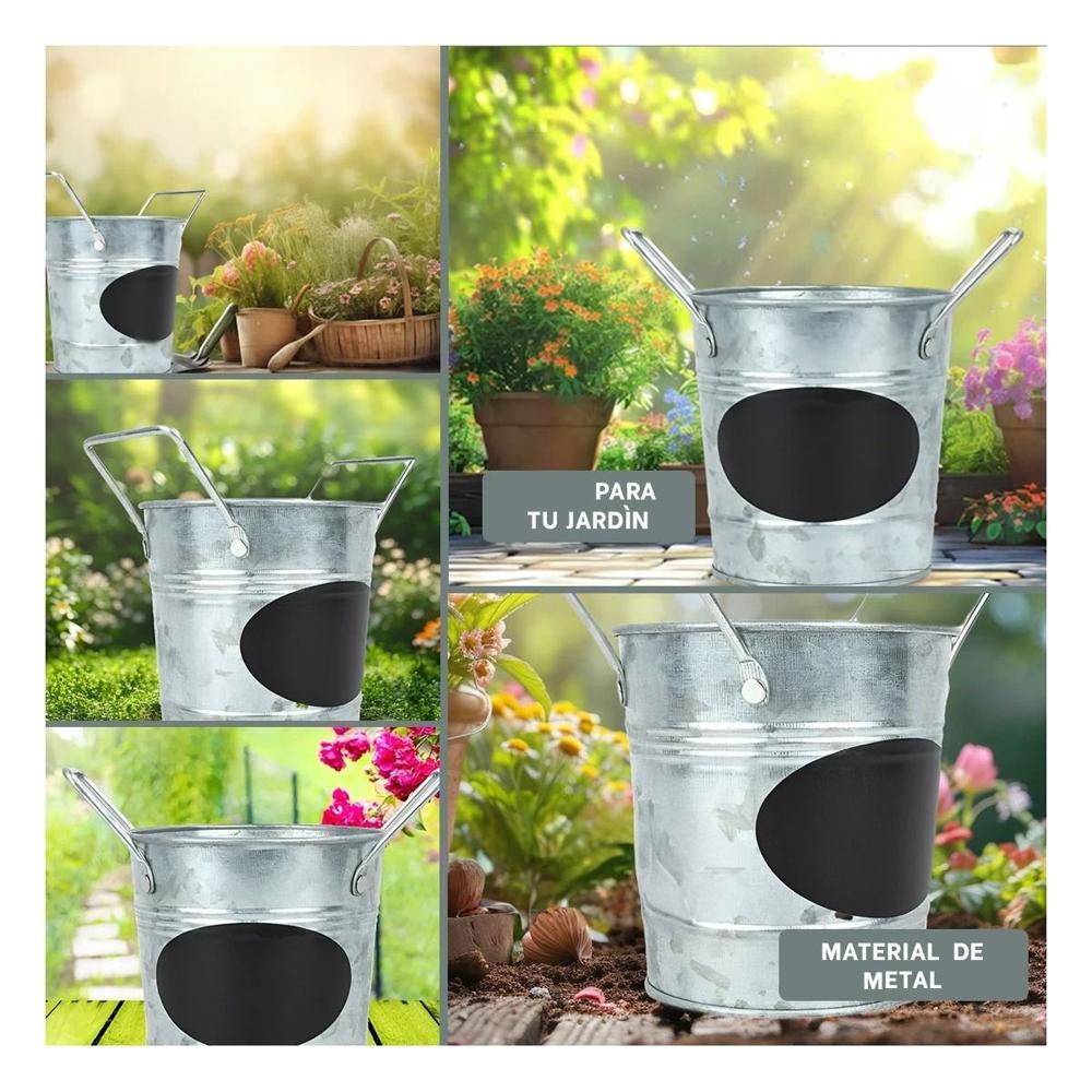 Jarron Cubo de Metal con Doble Agarradera y Cuadro para Nota de Minimalista