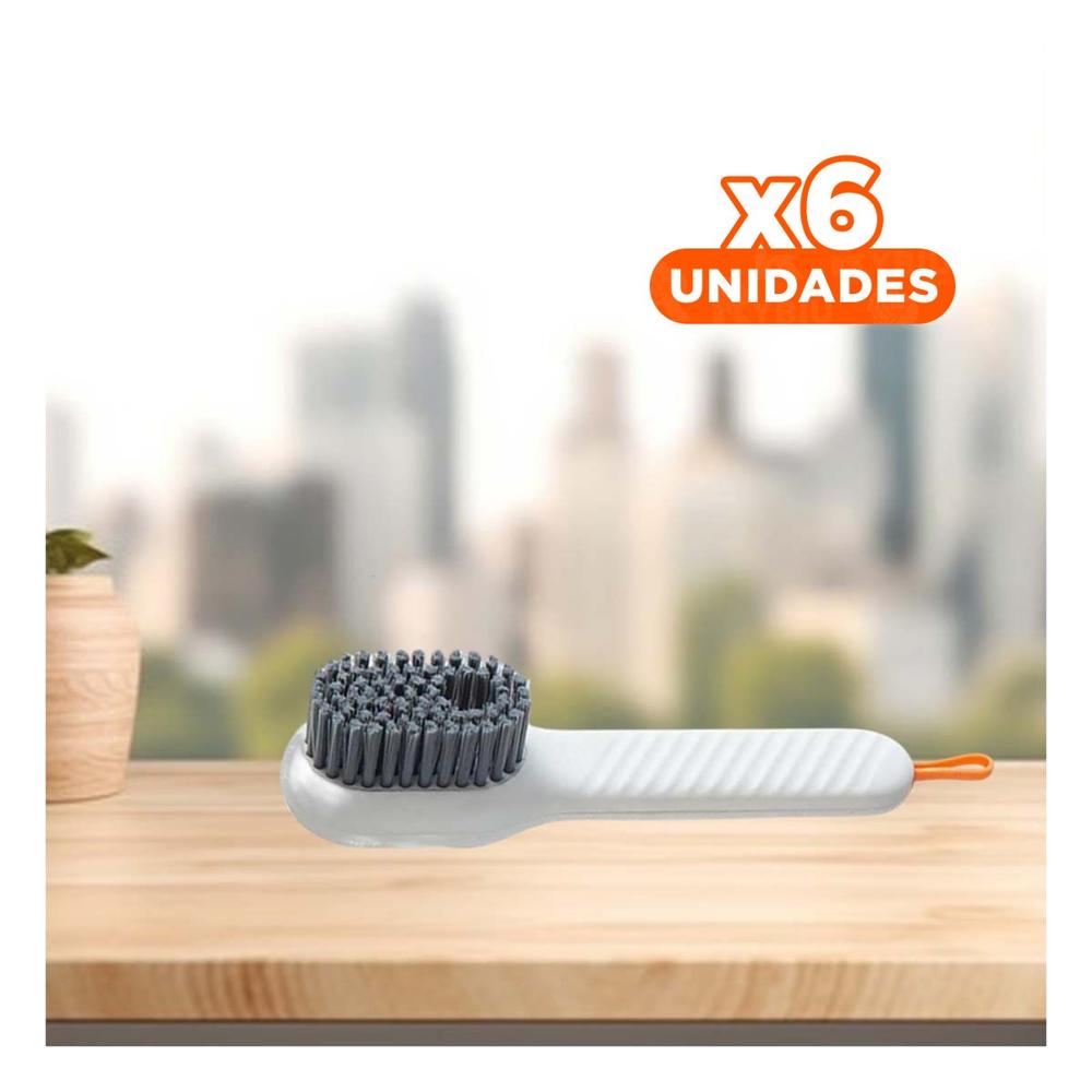 Pack6 Escobilla Dispensadora Multifuncional para Limpieza de Cocina Blanco Y+Regalo Sticker