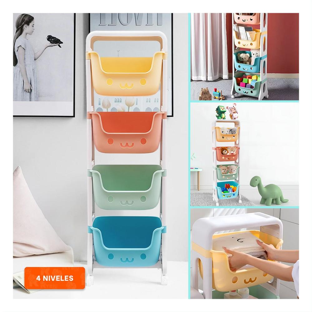 Organizador Infantil con Caritas 4 Niveles con Techito Comodo Multicolor