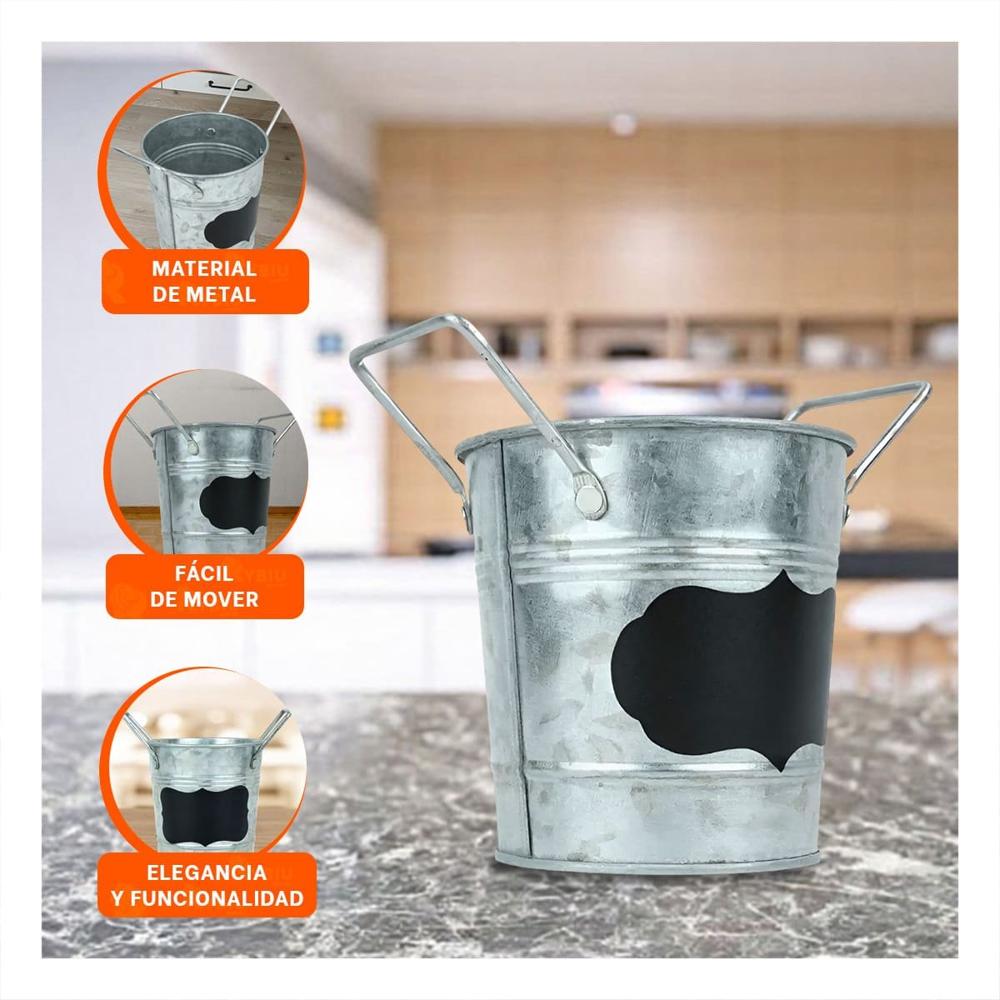 Maceta Cubo de Metal con Doble Asa 10x8.5cm Plateado Acabado Durable Y+Post It