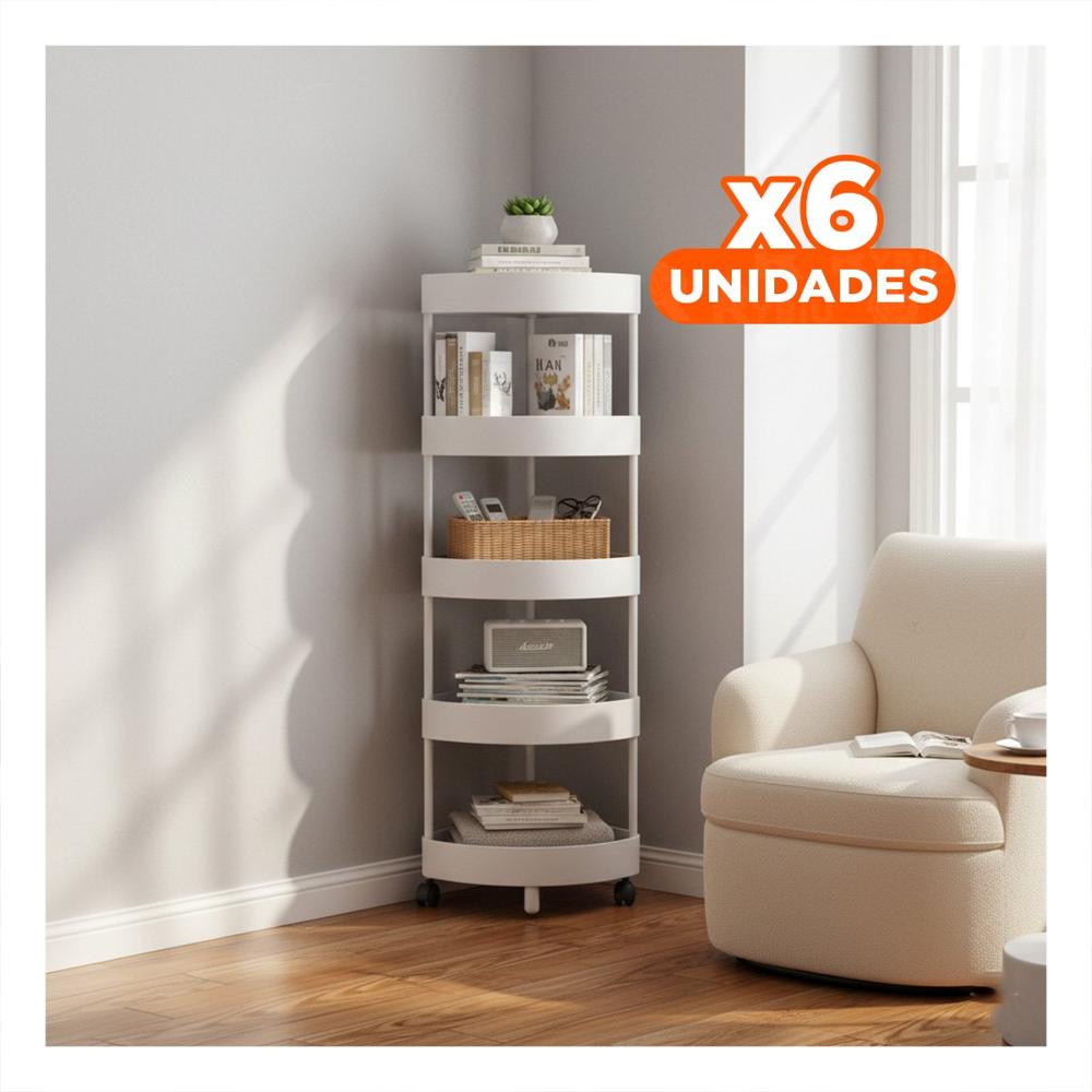 Pack6 Mueble Esquinero de 5 Niveles con Ruedas Ligero y Fácil de Mover Blanco Y+Papel Regalo