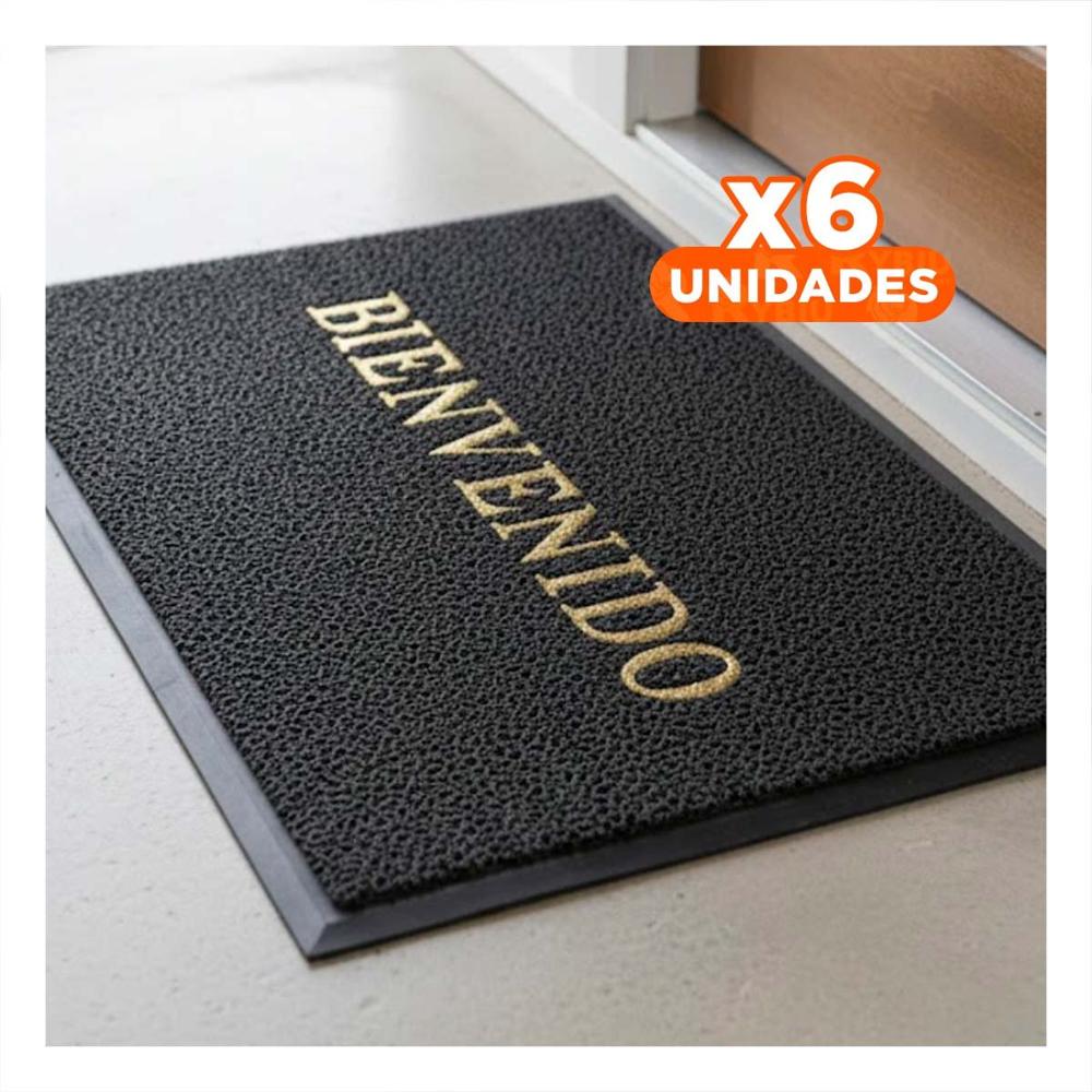 Pack6 Alfombra Rectangular Bienvenido Plomo para Recibidor y Sala Hogar Y+Regalo Sticker