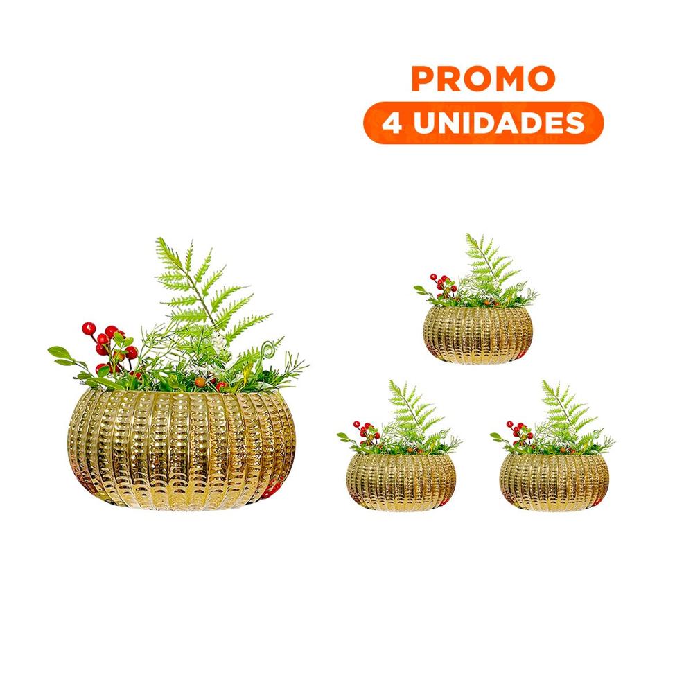 Pack4 Planta Minimalista Ceramica Dorado 17.5x22x11.5cm Y+Regalo Sticker