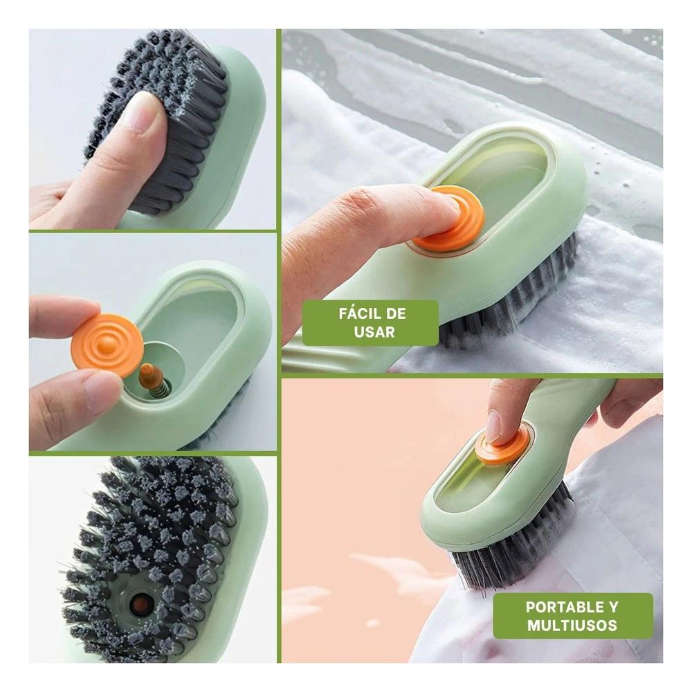 Escobilla con Dispensador Multifuncional para Limpieza de Cocina Verde