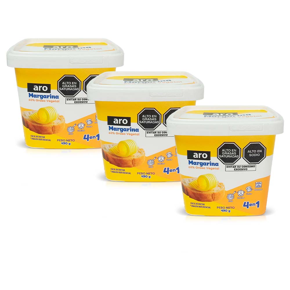 Pack Margarina ARO Pote 490g x 3un