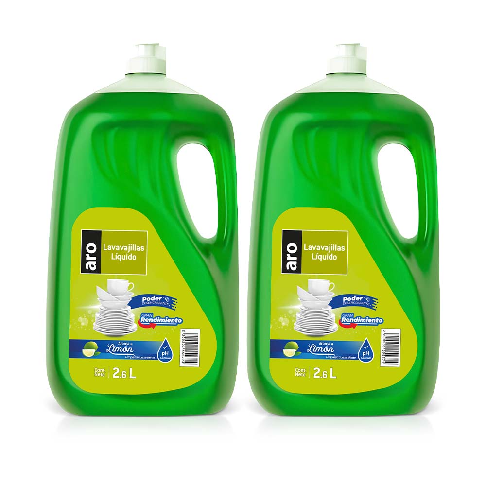 Pack Lavavajillas Líquido ARO Limón Frasco 2.6L x 2un