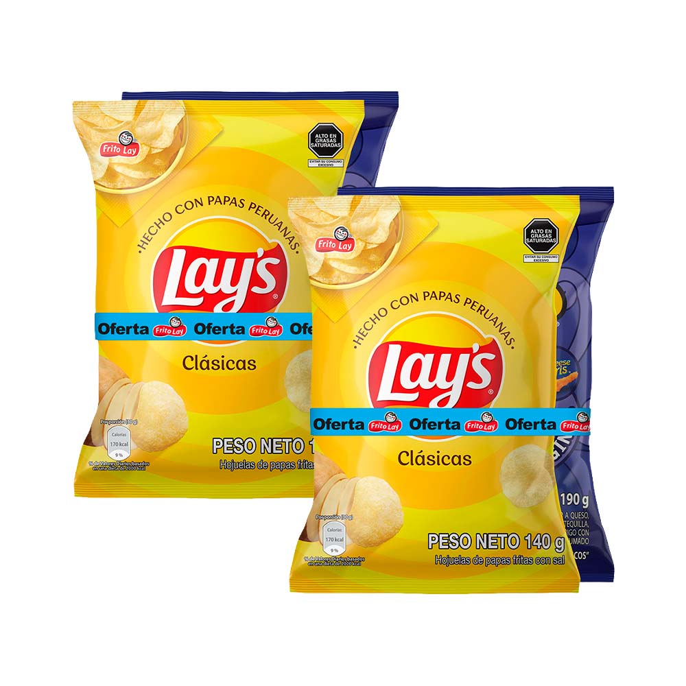 Pack Papas LAY'S Clásicas + PIQUEO SNAX Original Bolsa 330g x 2un