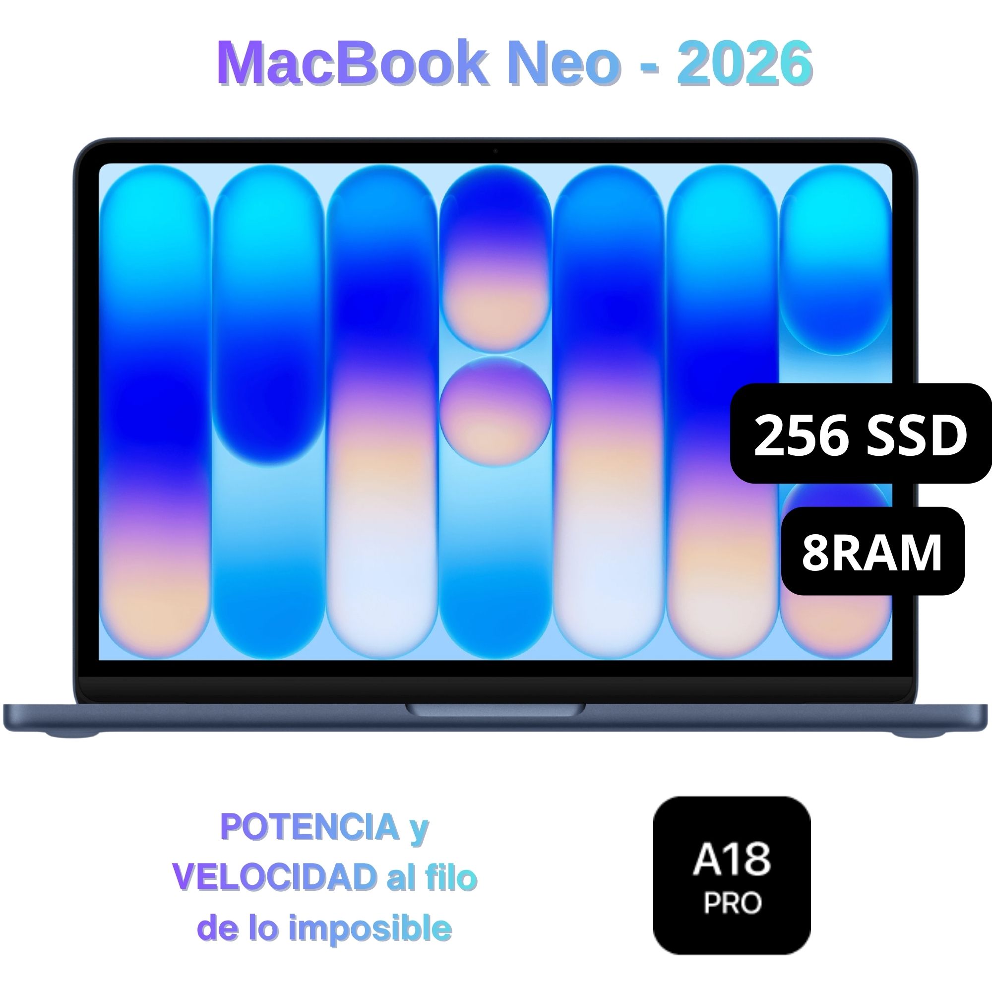 Apple Macbook Neo 2026 de 13'' Chip A18 Pro 8GB RAM 256GB SSD Teclado Inglés - Indigo