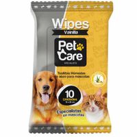 Toallas Húmedas para Mascota PET CARE Vainilla Bolsa 10un