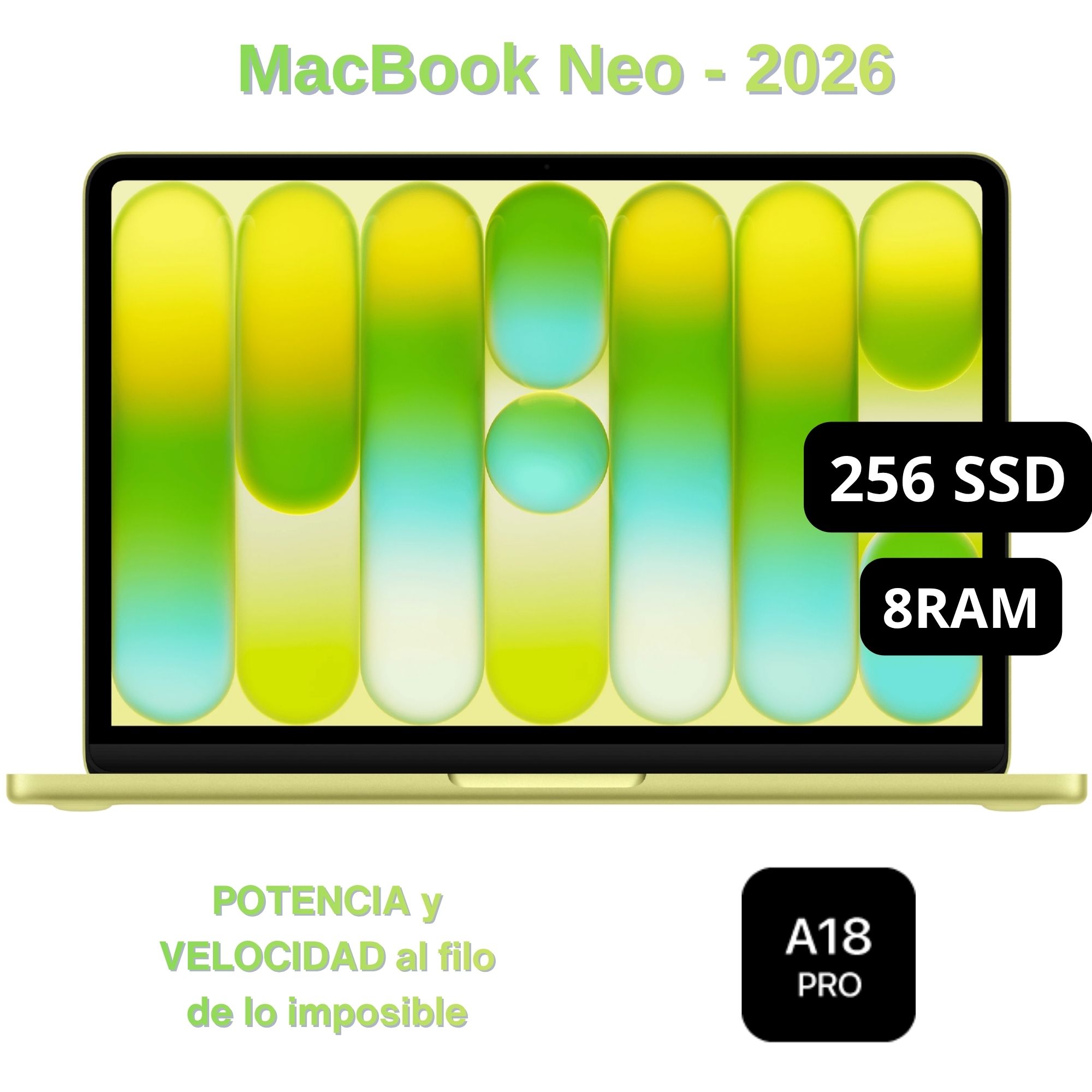 Apple Macbook Neo Apple de 13'' Chip A18 Pro 8GB RAM 256GB SSD Teclado Inglés - Citrus