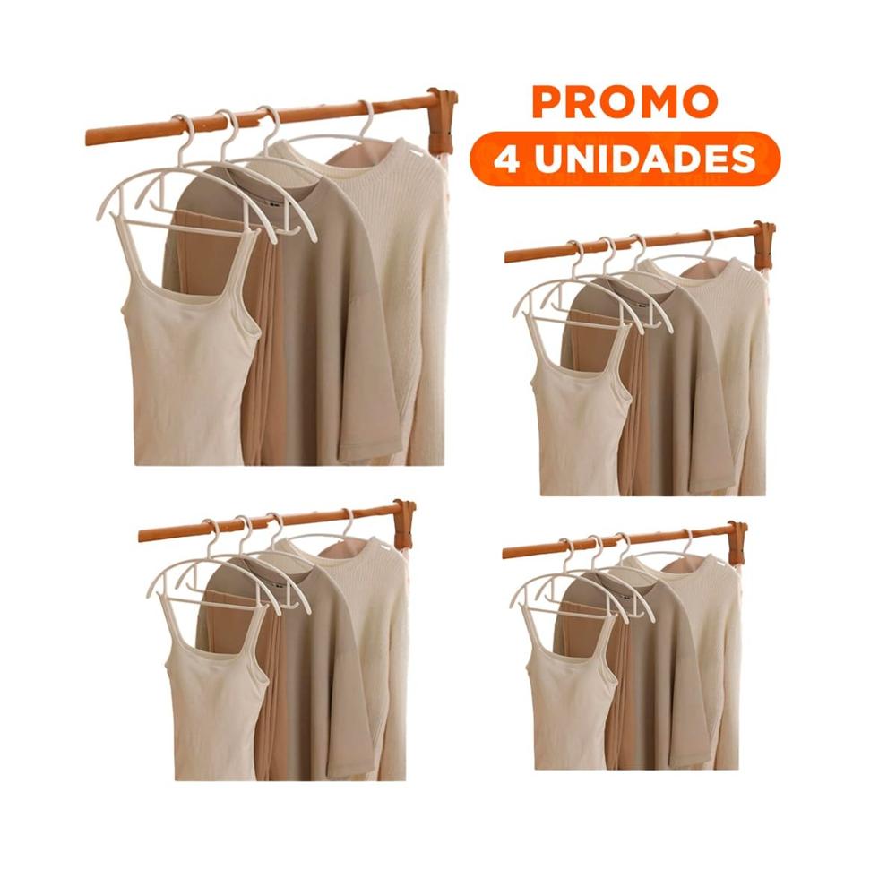 Pack4 Colgador Compacto de Plastico Blanco Media Luna de 4 Piezas para Prendas Y+Regalo Sticker