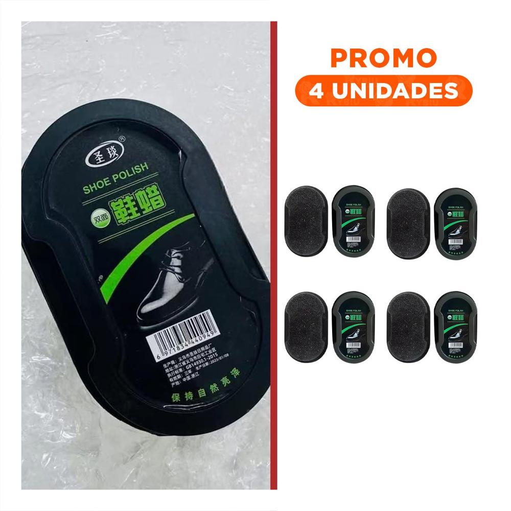 Pack4 Abrillantador Multiuso Negro 6,5x10,5cm para Zapatos Suaves y Limpios Y+Regalo Sticker