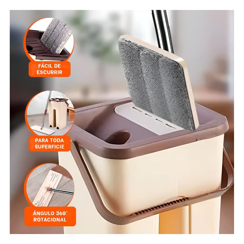 Mopa Rotativa 360 con Balde Centrifugador Beige y Marron Gran Alcance Y+Post It