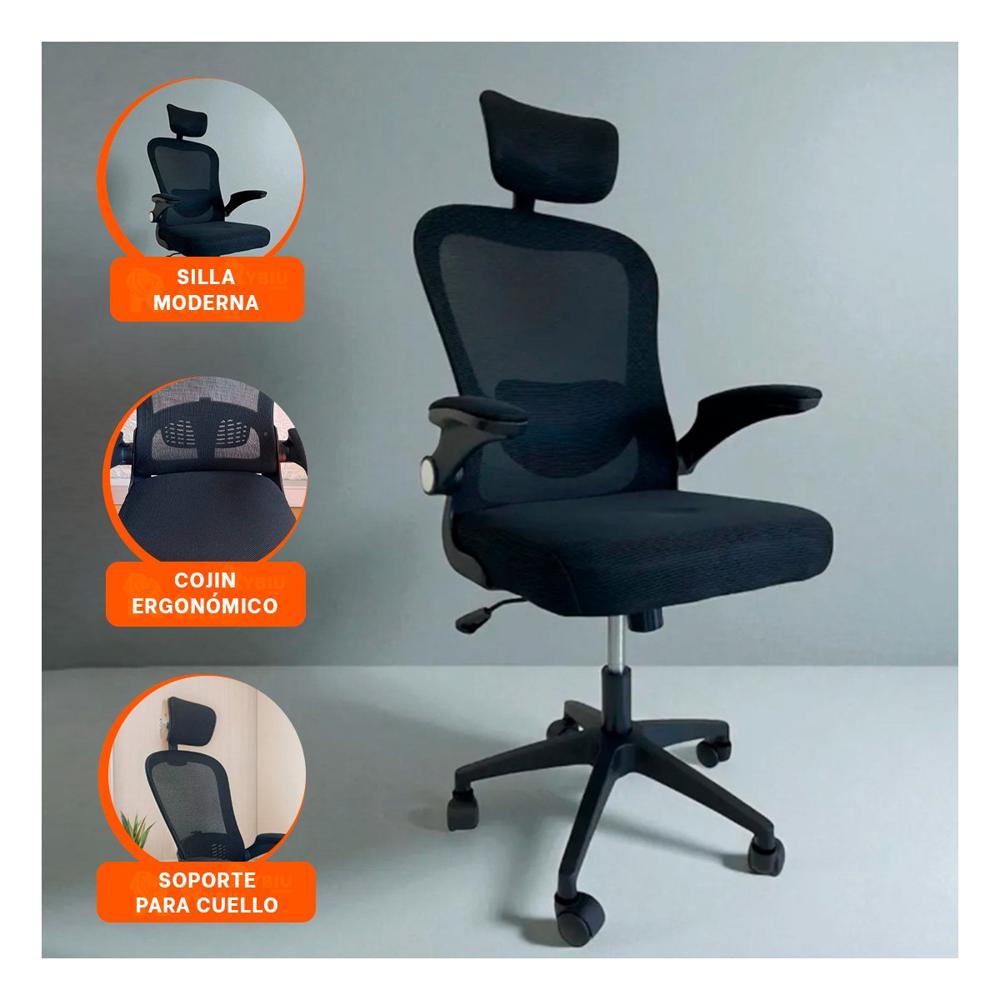 Asiento de Oficina Ergonomico para Jornada Laboral en Hogar y Empresa Negro Y+Papel Regalo
