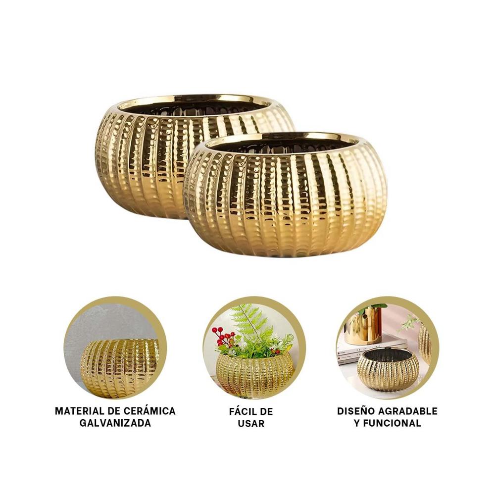 Vasija Decorativa Ceramica Dorado 17.5x22x11.5cm Y+Ligas Regalo
