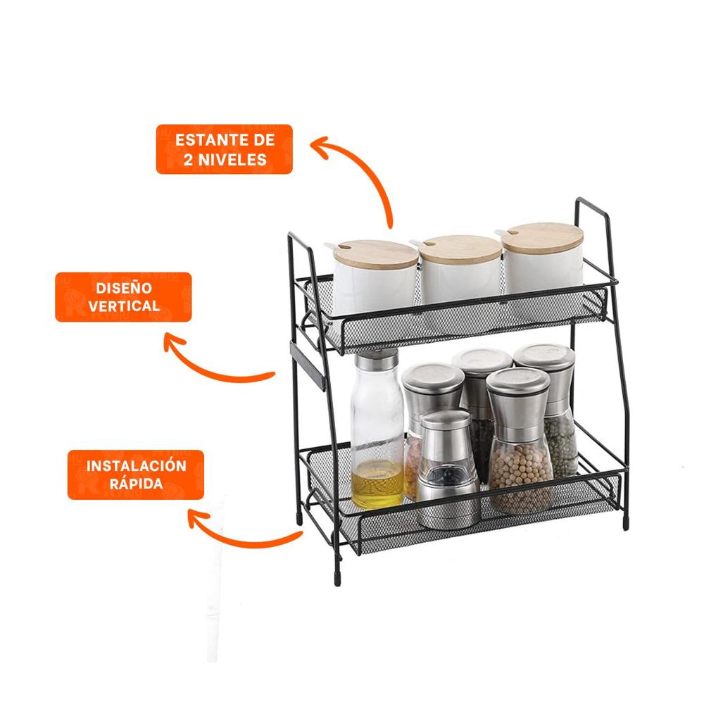 Organizador 2 Niveles Multiuso Diseno Funcional y Simple Negro Y+Ligas Regalo