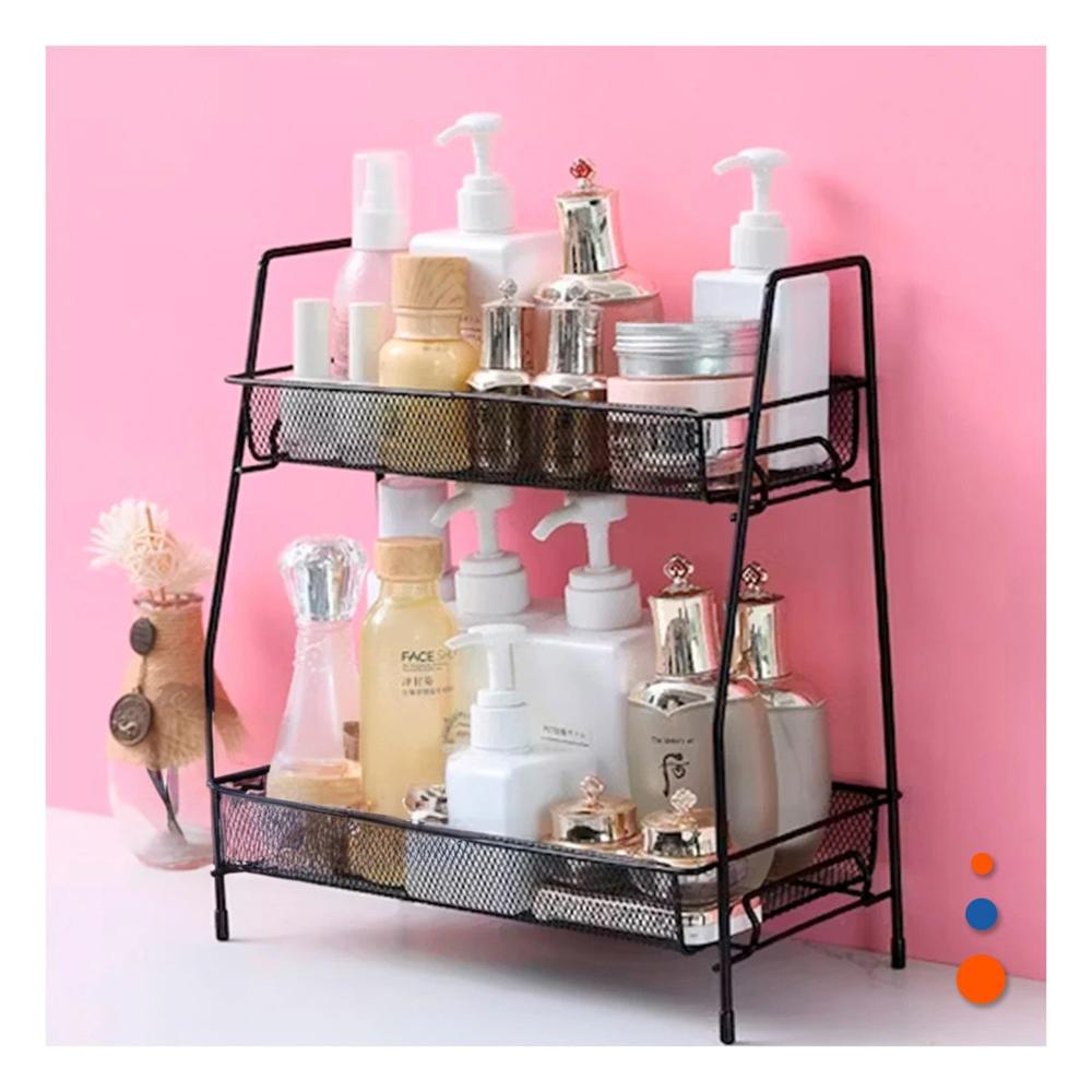 Organizador 2 Niveles Multiuso Resistente y Comodo para Casa Negro Y+Regalo Sticker