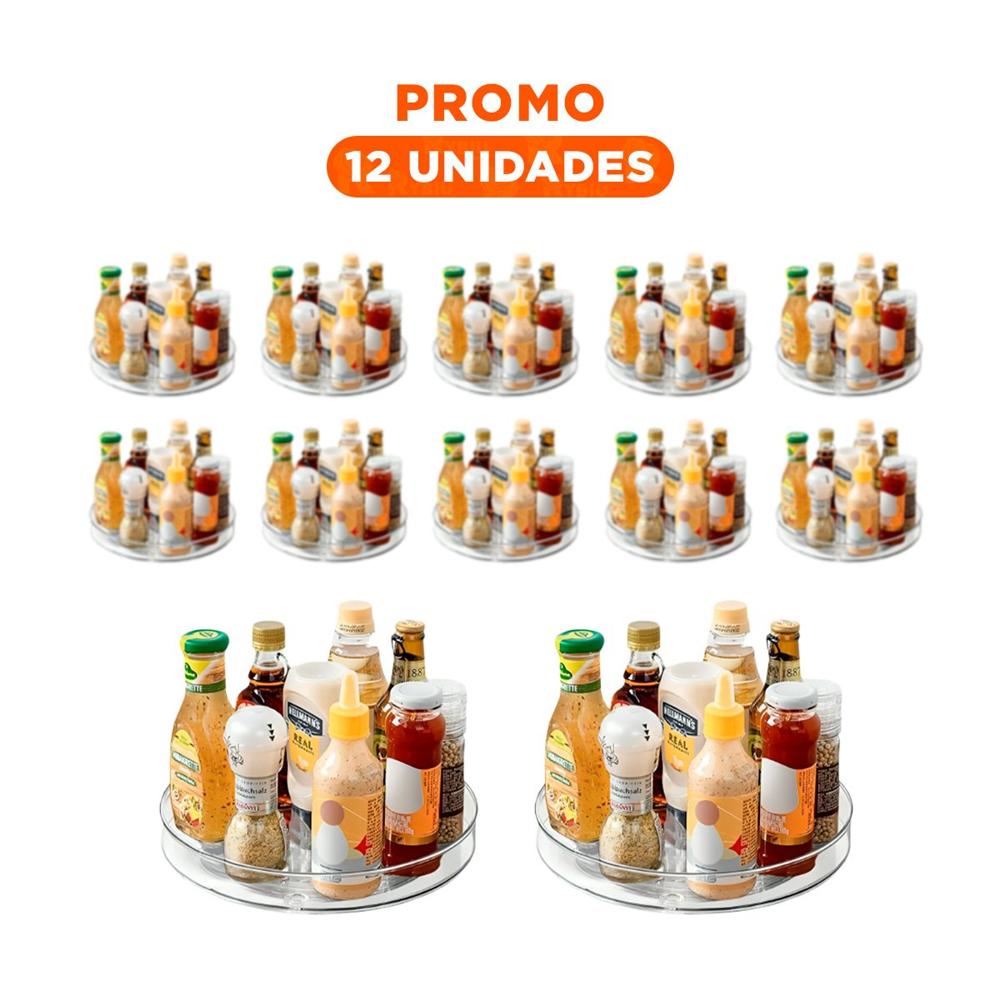 Pack12 Superficie Giratoria Funcional 29x3.5cm para Cocina Transparente Y+Regalo Sticker