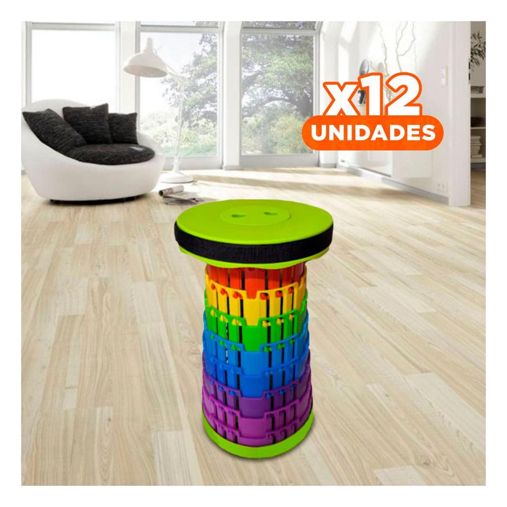 Pack12 Banco Liviano con Tres Seguros Plegable para Espacios Interiores Y+Papel Regalo