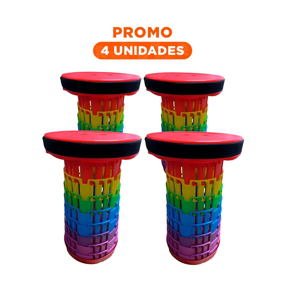 Pack4 Reposera Plegable para Sentarse con 3 Seguros Rojo Multicolor Y+Regalo Sticker