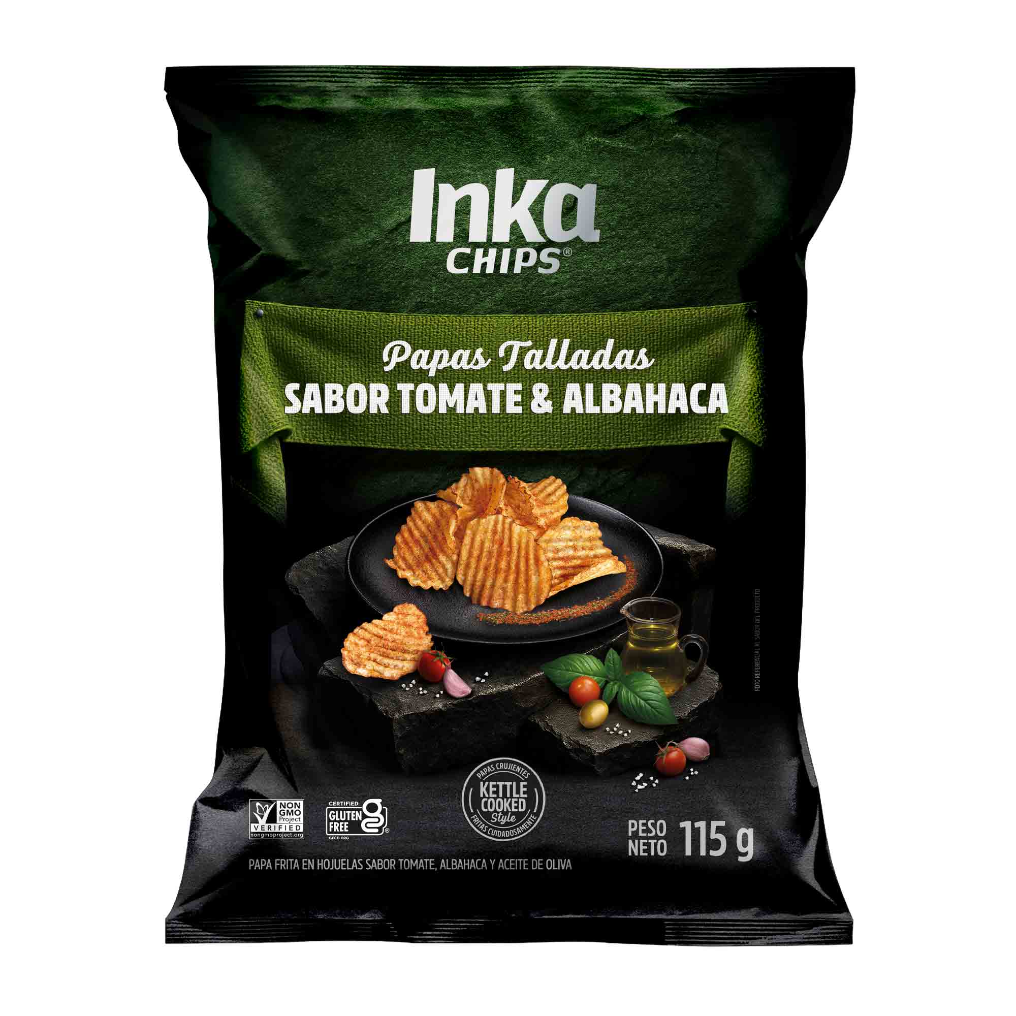 Papas INKA CHIPS Tomate y Albahaca Bolsa 115g
