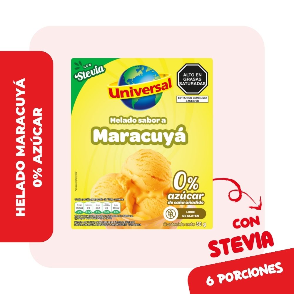 Mezcla en Polvo para Helado Diet UNIVERSAL Maracuyá Caja 50g