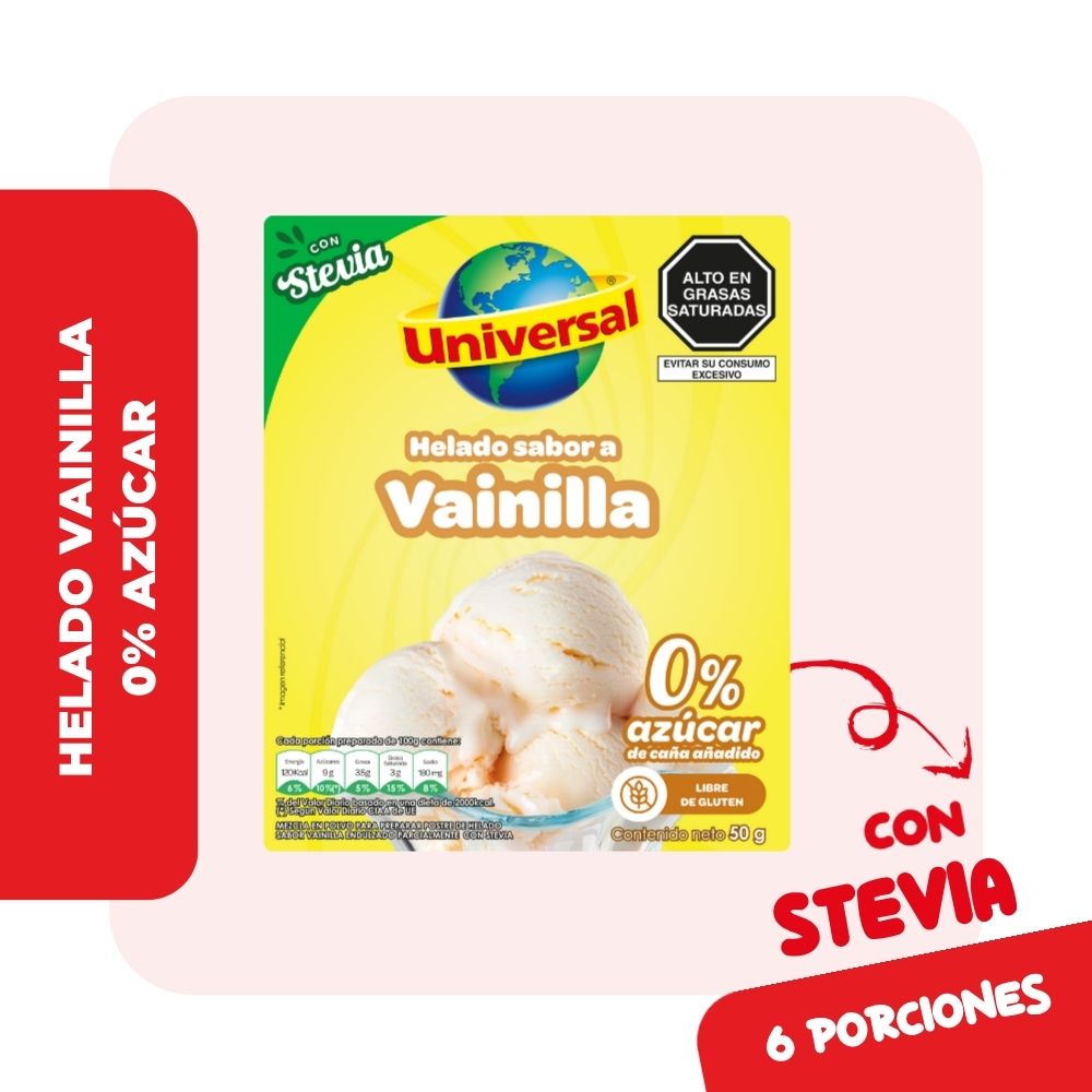 Mezcla en Polvo para Helado Diet UNIVERSAL Vainilla Caja 50g
