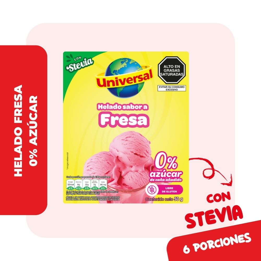 Mezcla en Polvo para Helado Diet UNIVERSAL Fresa Caja 50g