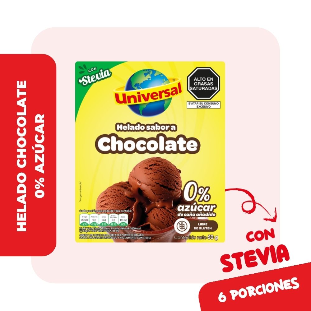 Mezcla en Polvo para Helado Diet UNIVERSAL Chocolate Caja 50g