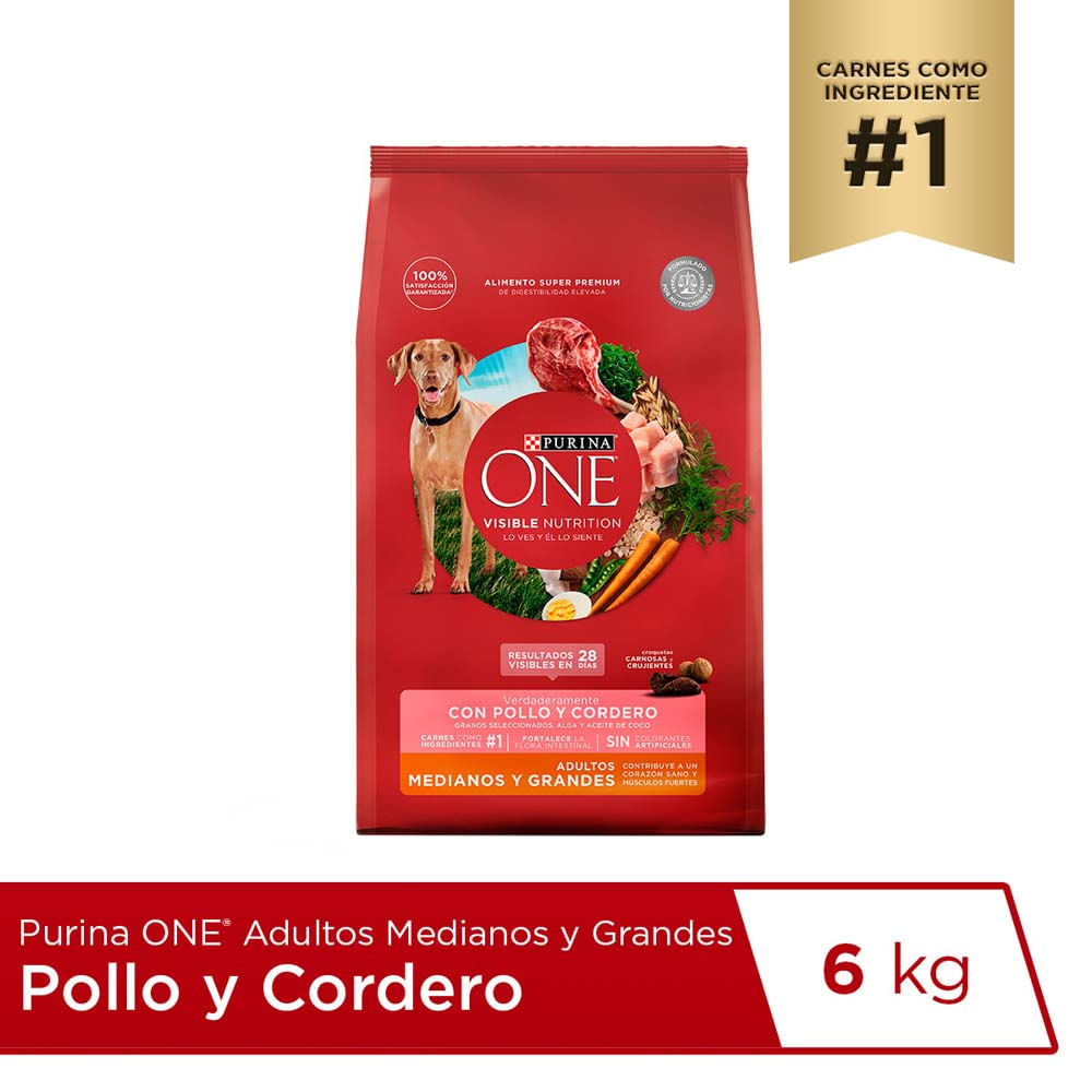 Alimento para Perro ONE Adulto Medianos y Grandes Sabor Pollo y Cordero Bolsa 6Kg