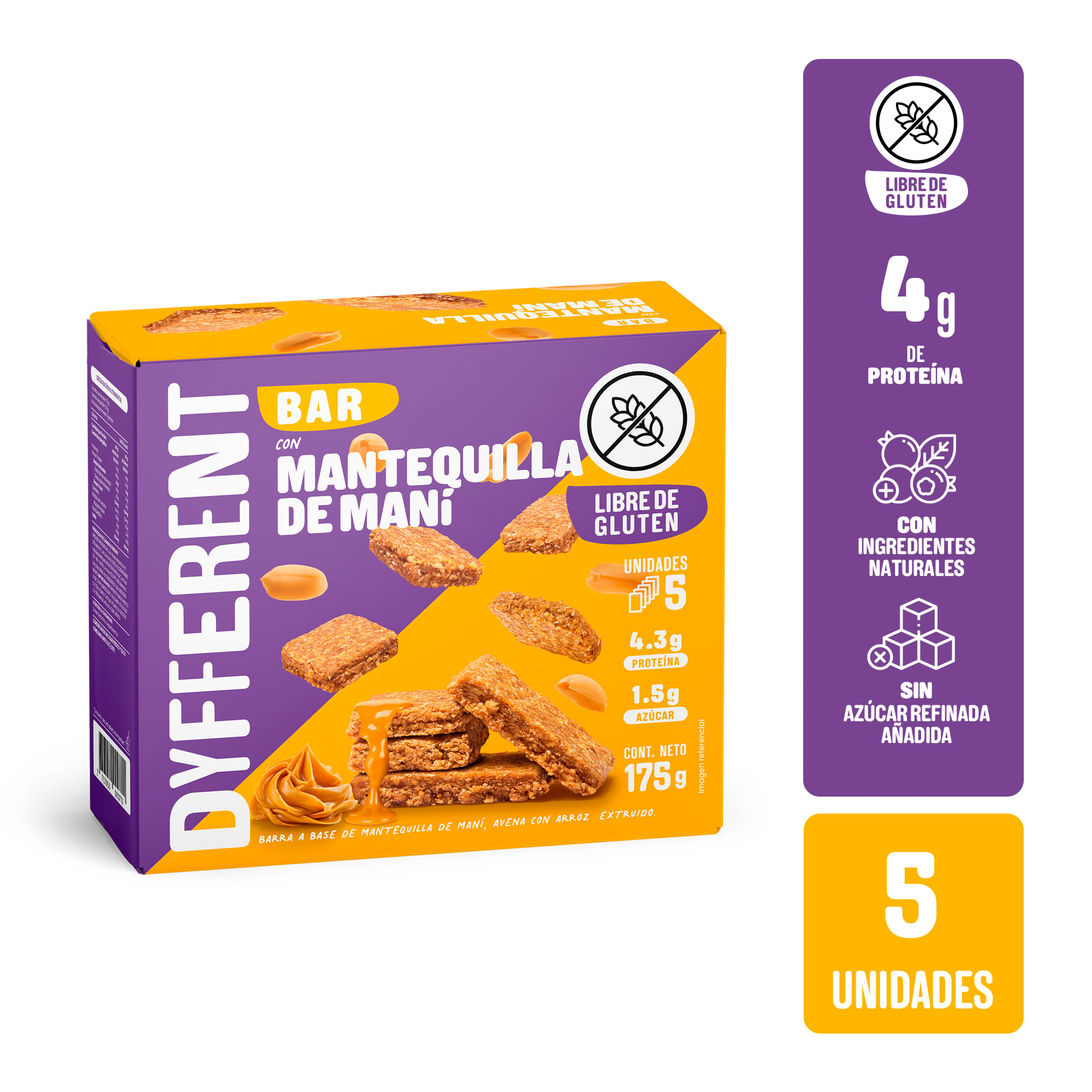 Cereal en Barra DYFFERENT Mantequilla de Maní Caja 175g