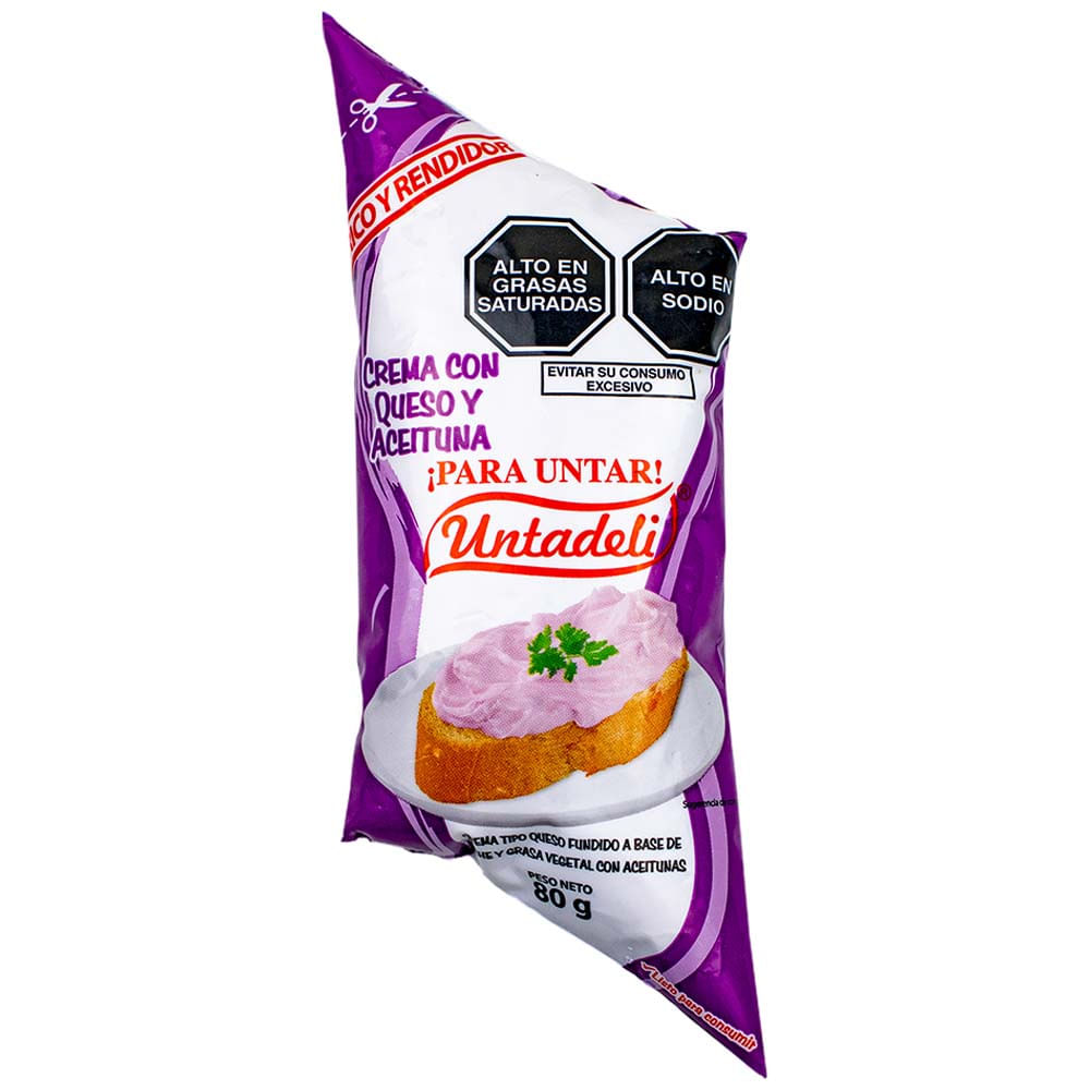 Queso Crema UNTADELI con Queso y Aceituna Paquete 80g