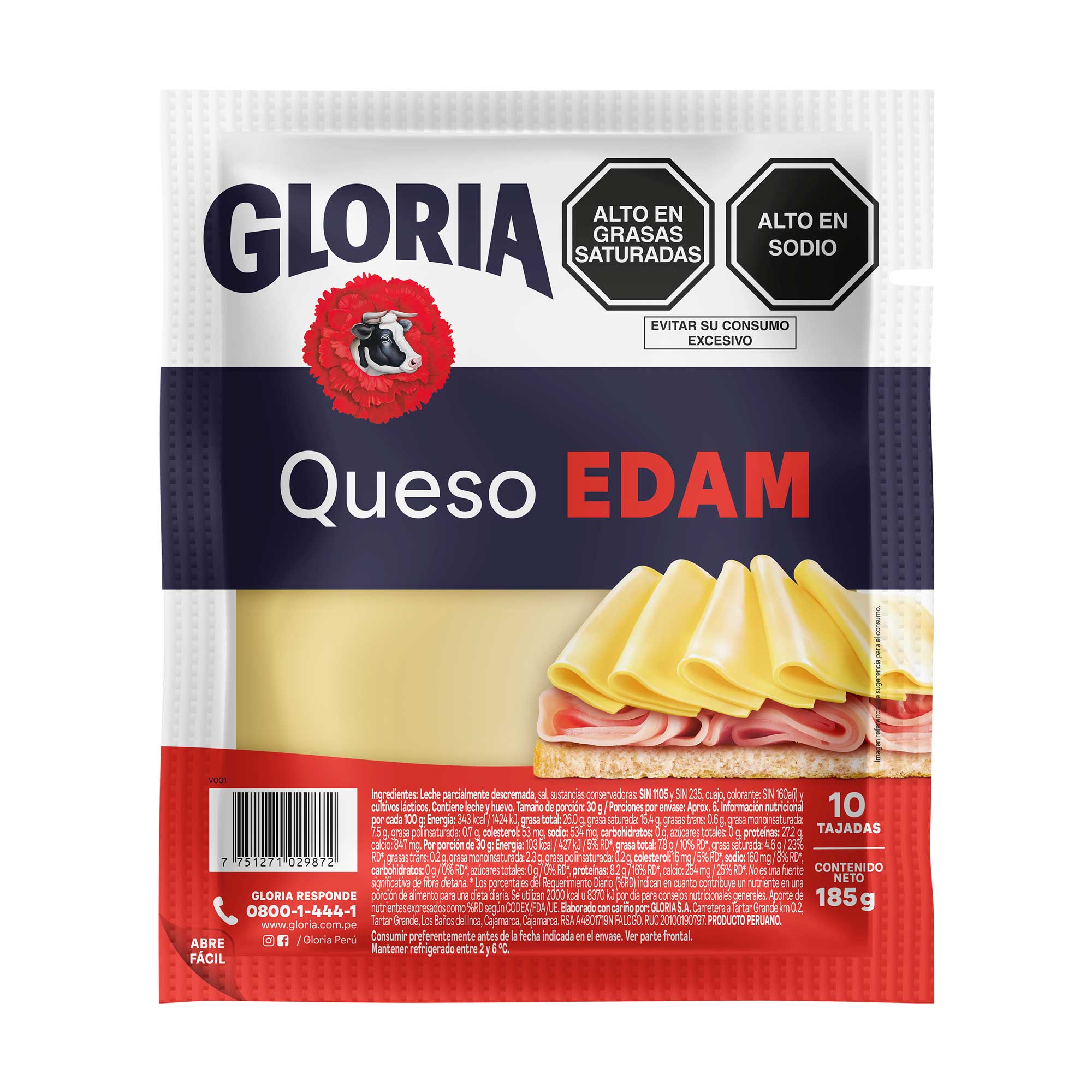 Queso Edam GLORIA Paquete 185g