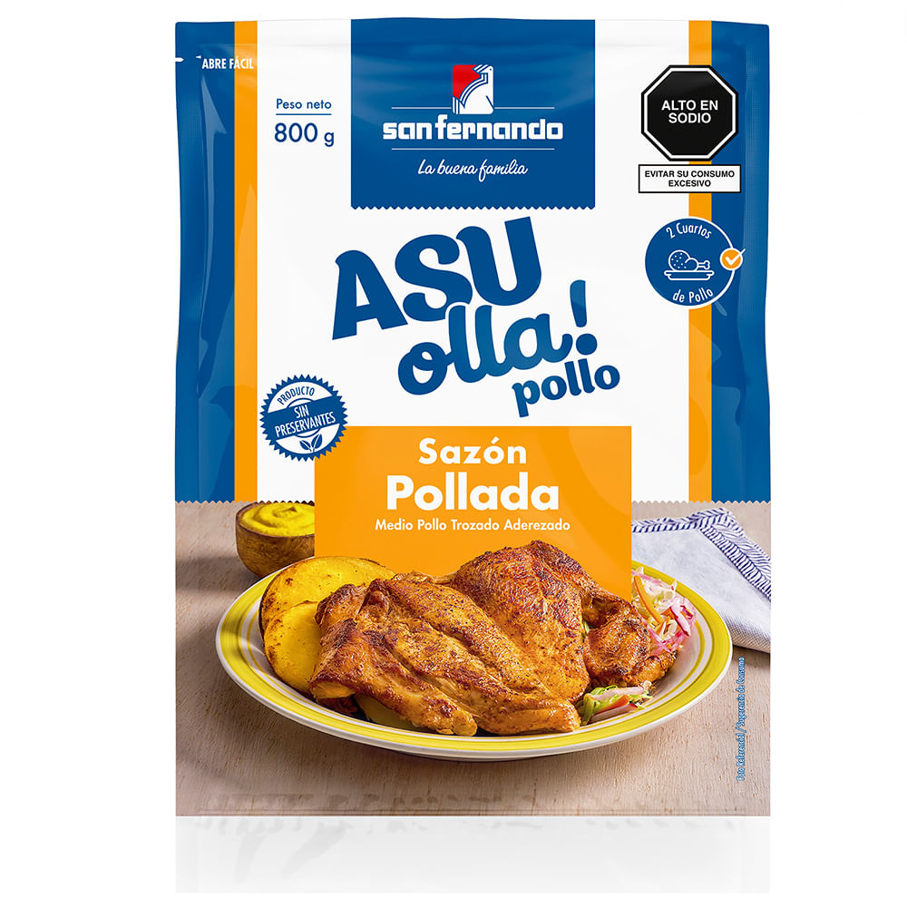 Pollo Trozado Asu Olla! Sazón Pollada Empaque 800g