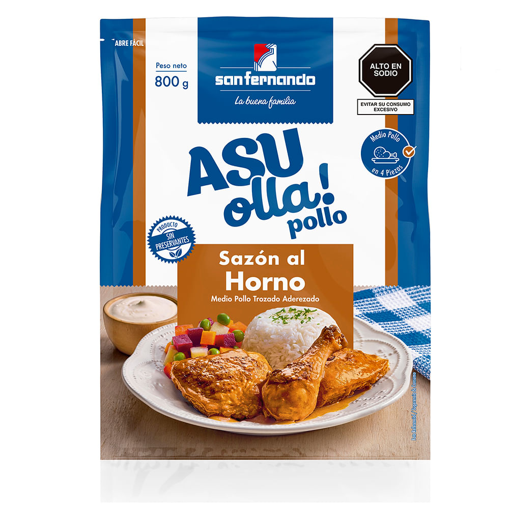 Pollo Trozado Asu Olla! Sazón Horno Empaque 800g