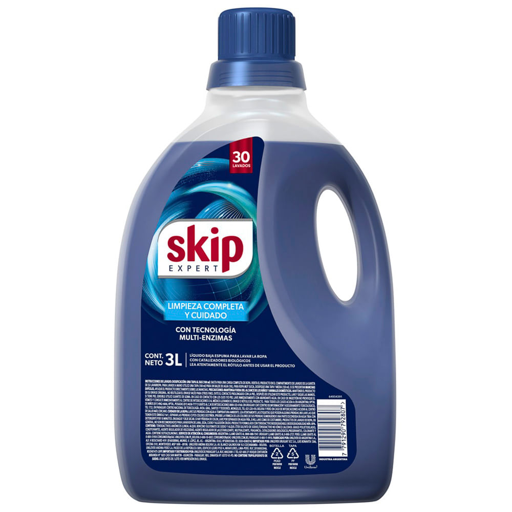 Detergente SKIP Líquido Bio Enzimas Botella 3L