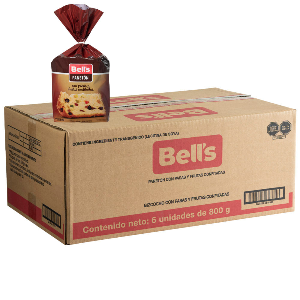 Panetón BELL'S Bolsa 800g Caja 6un