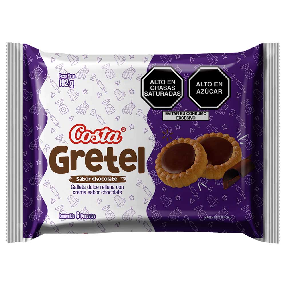 Galletas COSTA Gretel Sabor a Chocolate Paquete 192g