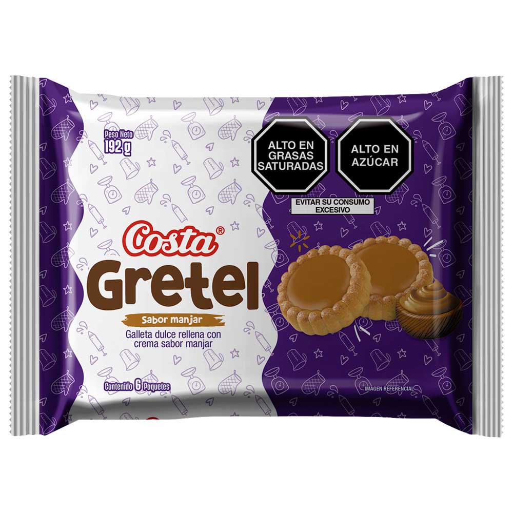 Galletas COSTA Gretel Sabor a Manjar Paquete 192g