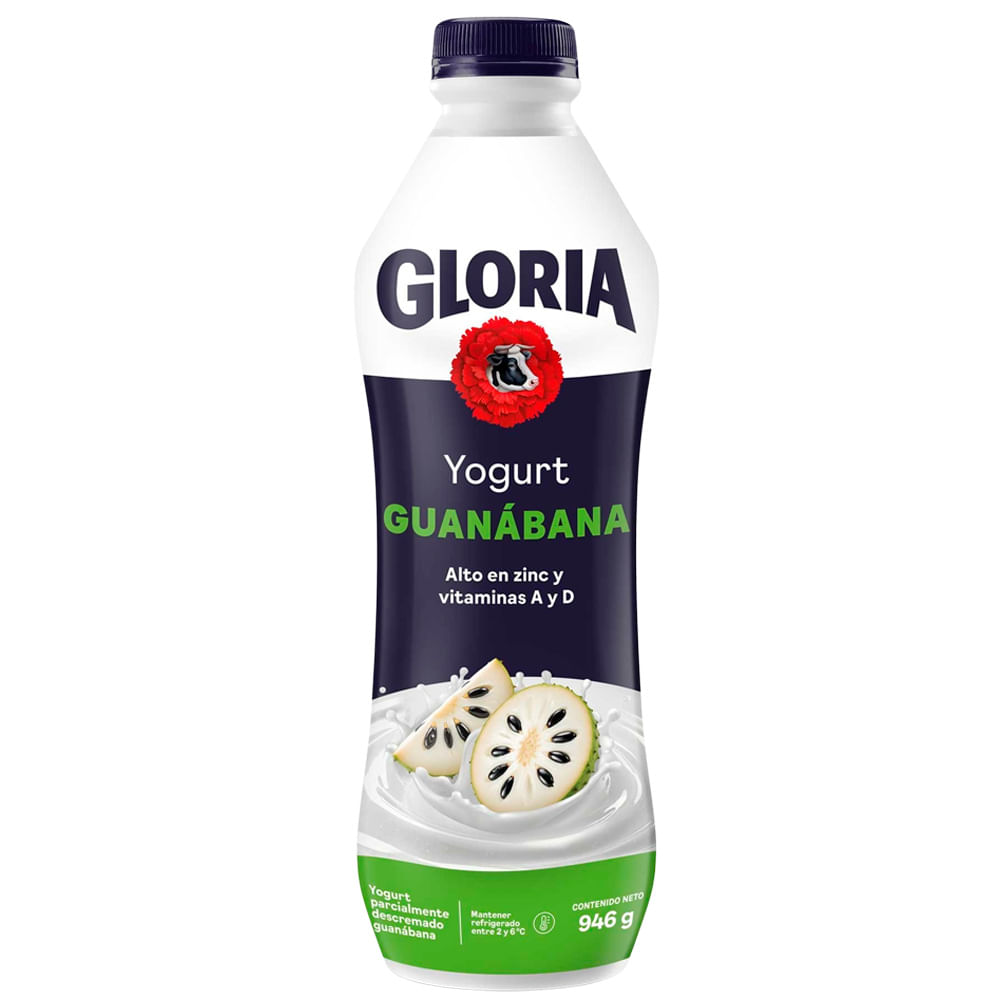 Yogurt Parcialmente Descremado GLORIA Sabor a Guanábana Botella 946g