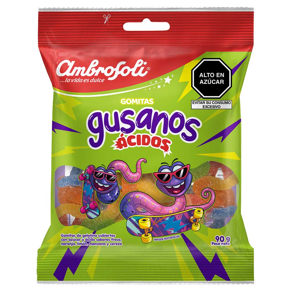 Gomitas AMBROSOLI Gusanos Ácidos Bolsa 90g