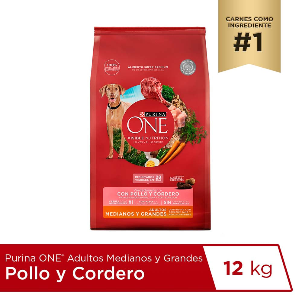 Alimento para Perro ONE Adulto Medianos y Grandes Sabor Pollo y Cordero Bolsa 12Kg