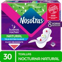 Toallas Higiénicas NOSOTRAS Buenas Noches Nocturna Natural Paquete 30un