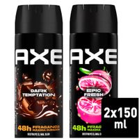 Pack Desodorante en Aerosol AXE Dark Temptation + Epic Fresh Frasco 300ml